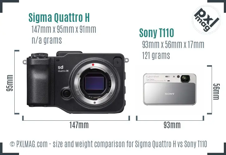 Sigma Quattro H vs Sony T110 size comparison