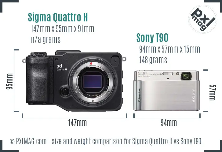 Sigma Quattro H vs Sony T90 size comparison