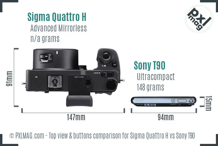 Sigma Quattro H vs Sony T90 top view buttons comparison