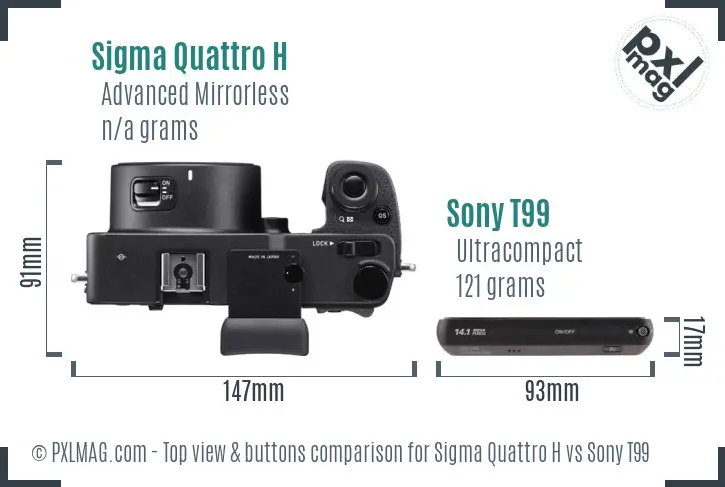 Sigma Quattro H vs Sony T99 top view buttons comparison