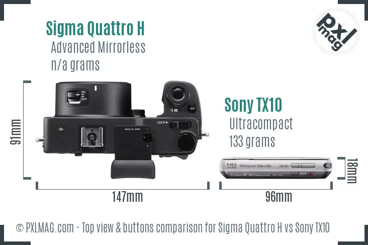 Sigma Quattro H vs Sony TX10 top view buttons comparison