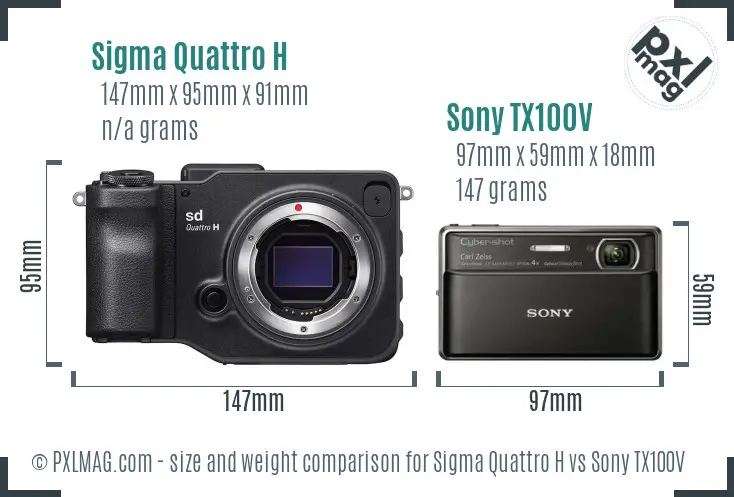 Sigma Quattro H vs Sony TX100V size comparison