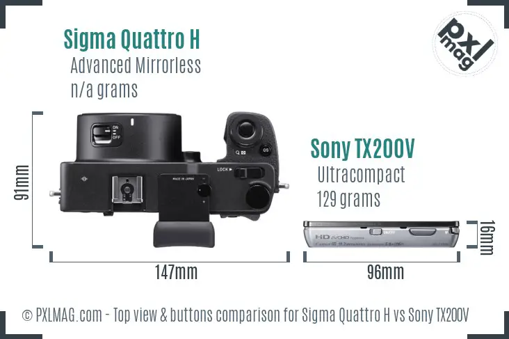 Sigma Quattro H vs Sony TX200V top view buttons comparison