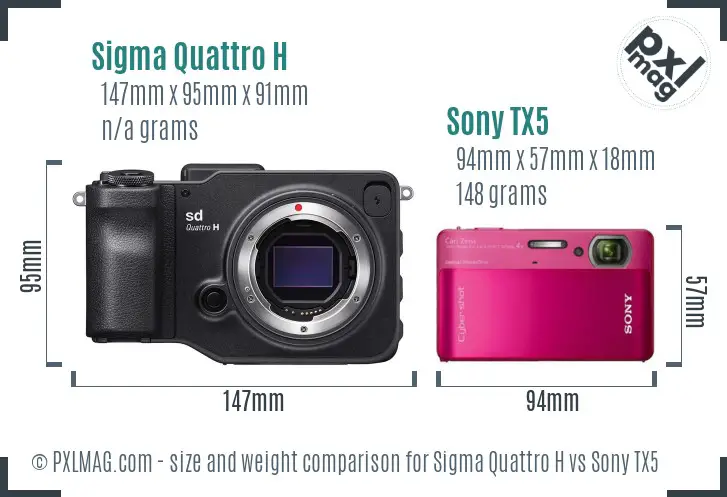 Sigma Quattro H vs Sony TX5 size comparison