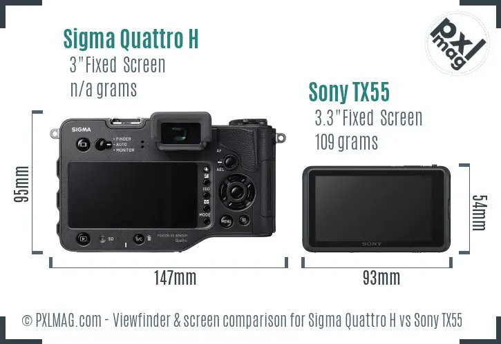 Sigma Quattro H vs Sony TX55 Screen and Viewfinder comparison