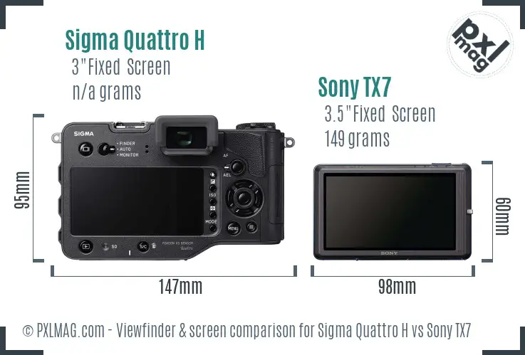 Sigma Quattro H vs Sony TX7 Screen and Viewfinder comparison