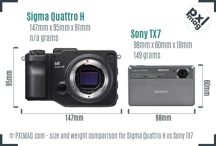 Sigma Quattro H vs Sony TX7 size comparison