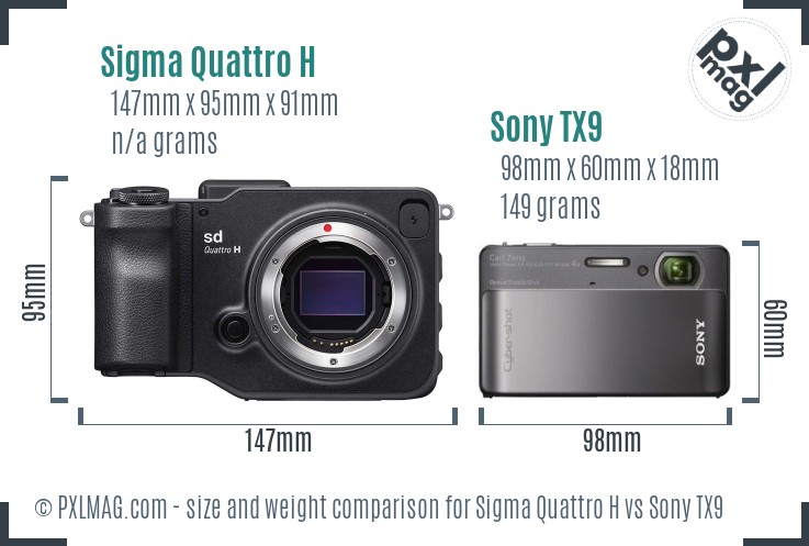 Sigma Quattro H vs Sony TX9 size comparison