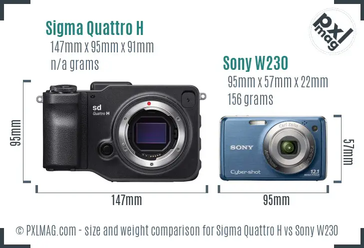 Sigma Quattro H vs Sony W230 size comparison