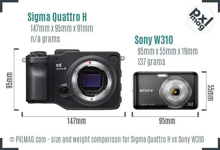 Sigma Quattro H vs Sony W310 size comparison