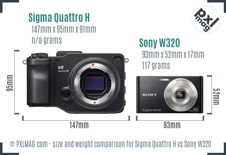 Sigma Quattro H vs Sony W320 size comparison