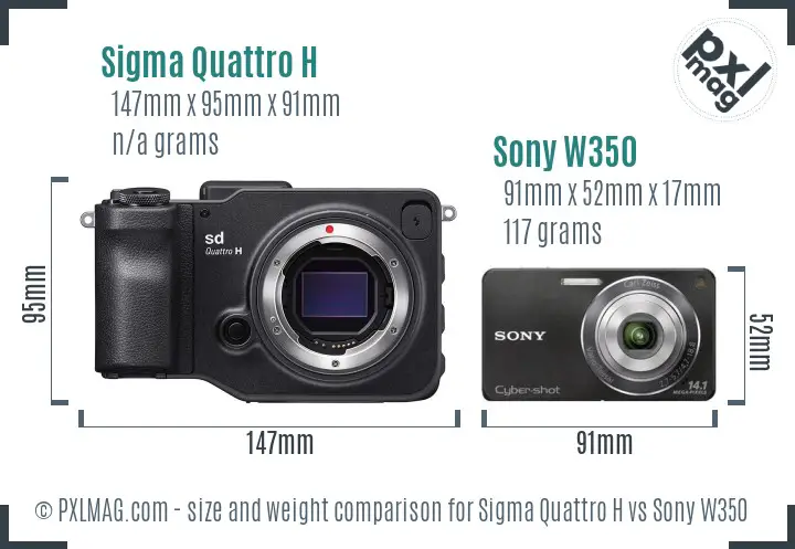 Sigma Quattro H vs Sony W350 size comparison