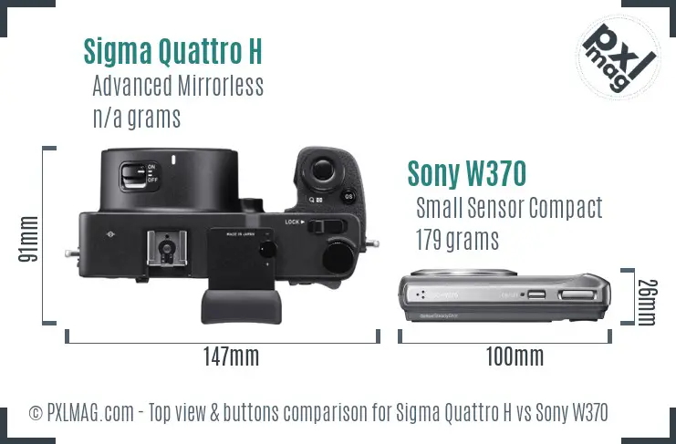 Sigma Quattro H vs Sony W370 top view buttons comparison