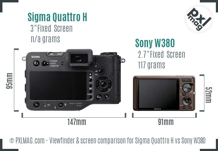 Sigma Quattro H vs Sony W380 Screen and Viewfinder comparison