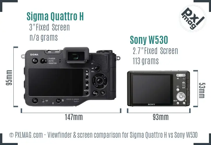Sigma Quattro H vs Sony W530 Screen and Viewfinder comparison