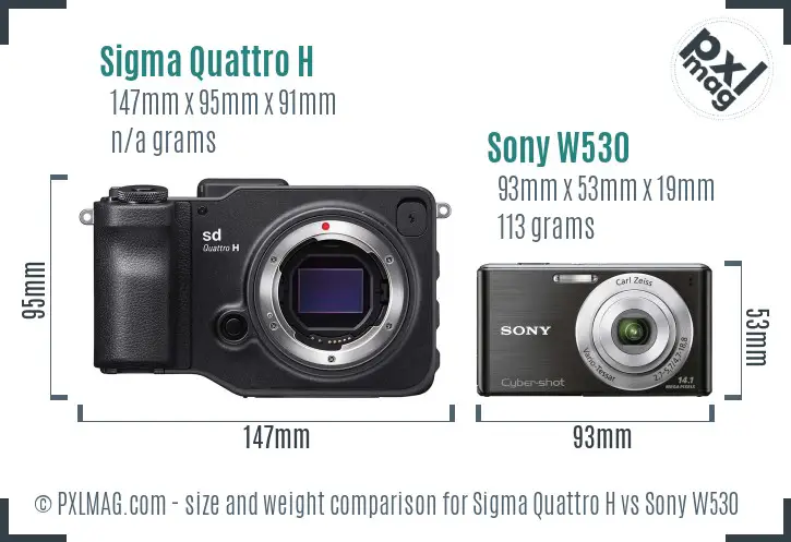 Sigma Quattro H vs Sony W530 size comparison