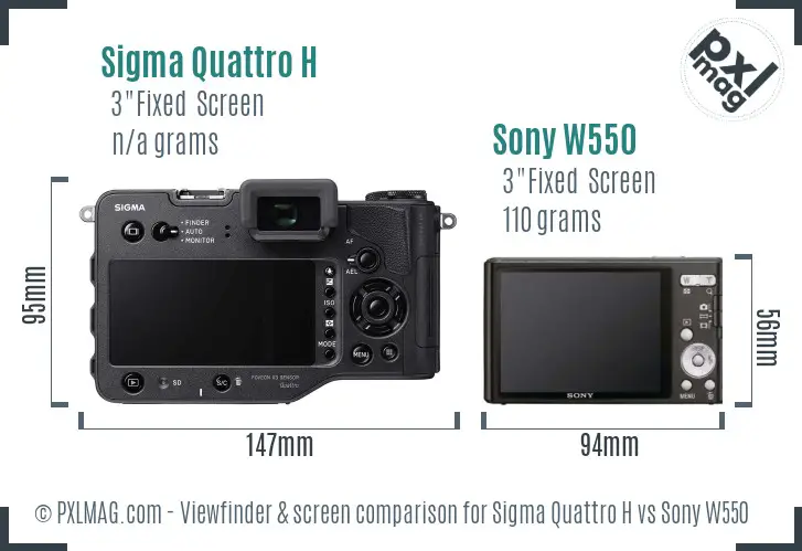 Sigma Quattro H vs Sony W550 Screen and Viewfinder comparison