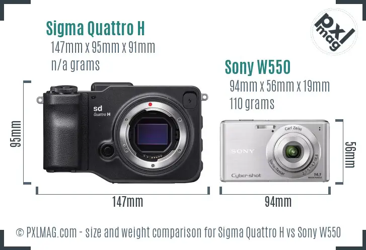 Sigma Quattro H vs Sony W550 size comparison