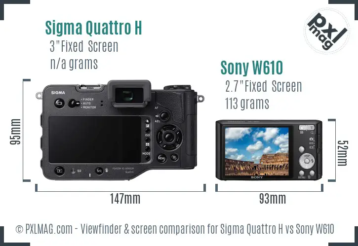 Sigma Quattro H vs Sony W610 Screen and Viewfinder comparison