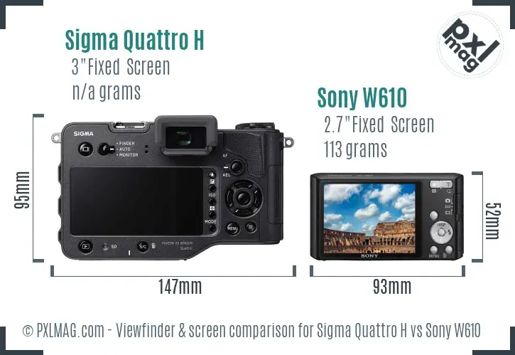 Sigma Quattro H vs Sony W610 Screen and Viewfinder comparison Sigma Quattro H vs Sony W610 Screen and Viewfinder comparison