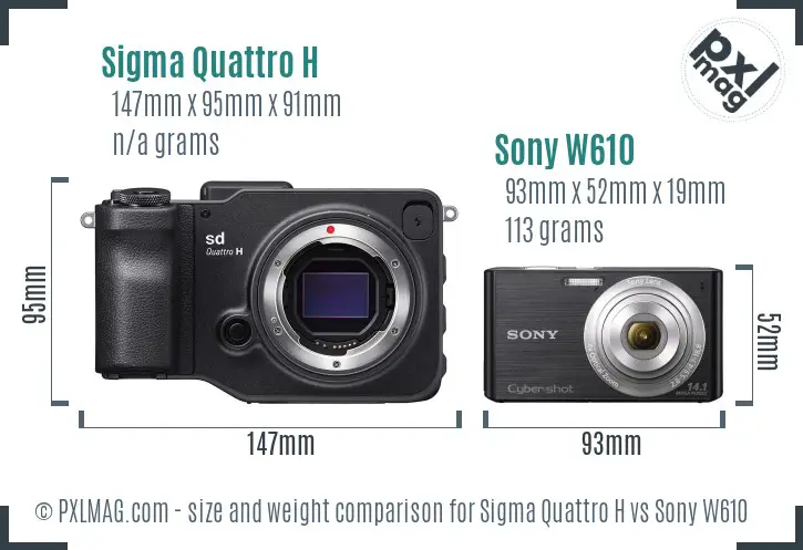 Sigma Quattro H vs Sony W610 size comparison