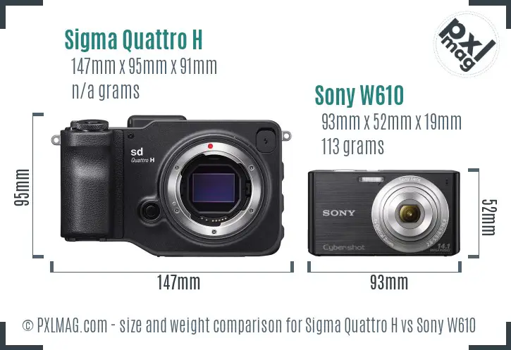 Sigma Quattro H vs Sony W610 size comparison Sigma Quattro H vs Sony W610 size comparison