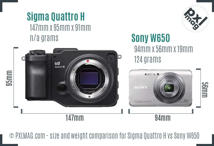 Sigma Quattro H vs Sony W650 size comparison