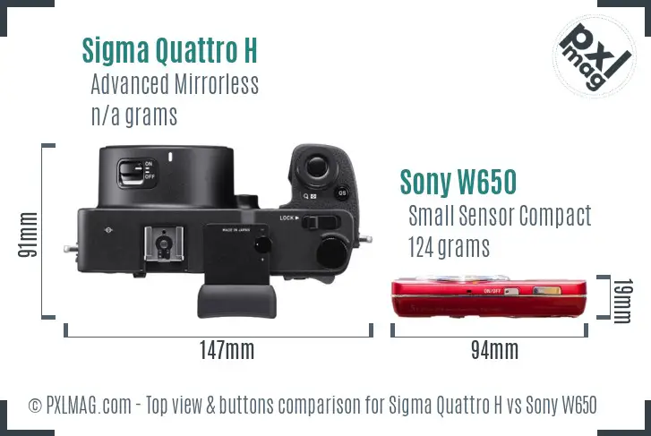 Sigma Quattro H vs Sony W650 top view buttons comparison
