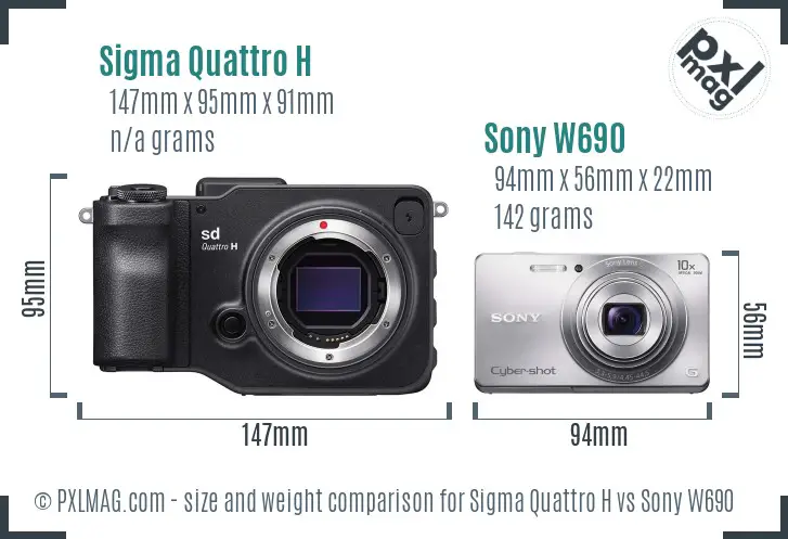 Sigma Quattro H vs Sony W690 size comparison