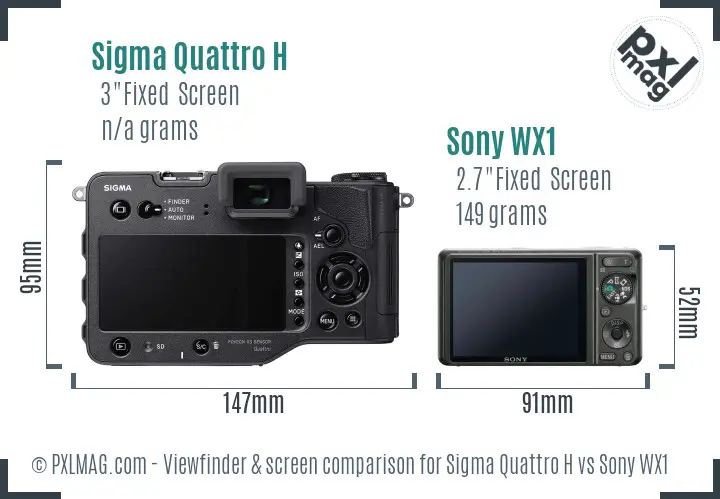 Sigma Quattro H vs Sony WX1 Screen and Viewfinder comparison