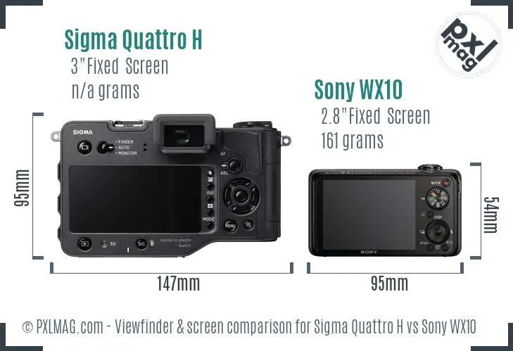 Sigma Quattro H vs Sony WX10 Screen and Viewfinder comparison