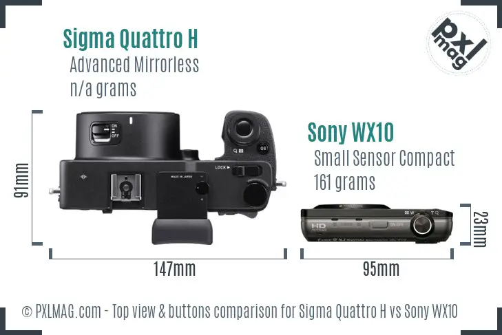 Sigma Quattro H vs Sony WX10 top view buttons comparison