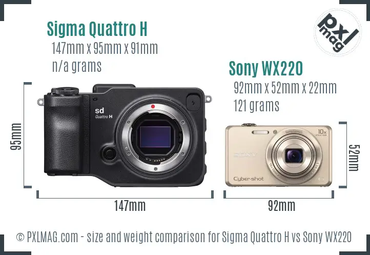 Sigma Quattro H vs Sony WX220 size comparison