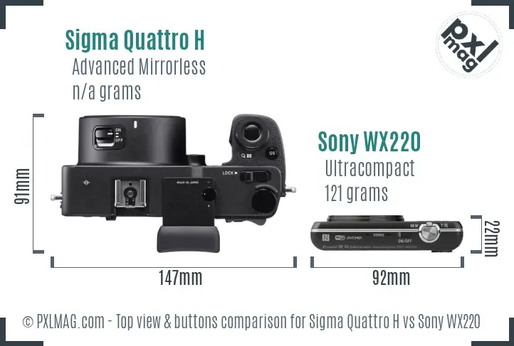 Sigma Quattro H vs Sony WX220 top view buttons comparison