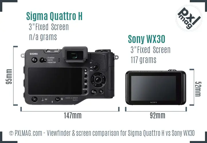 Sigma Quattro H vs Sony WX30 Screen and Viewfinder comparison Sigma Quattro H vs Sony WX30 Screen and Viewfinder comparison