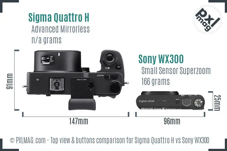 Sigma Quattro H vs Sony WX300 top view buttons comparison