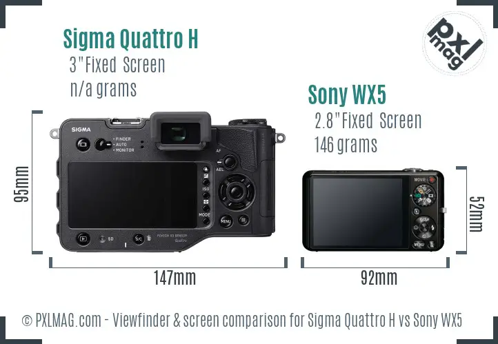 Sigma Quattro H vs Sony WX5 Screen and Viewfinder comparison