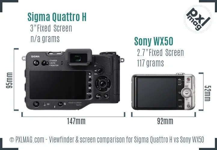 Sigma Quattro H vs Sony WX50 Screen and Viewfinder comparison