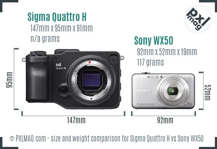 Sigma Quattro H vs Sony WX50 size comparison