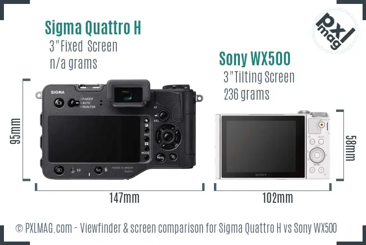 Sigma Quattro H vs Sony WX500 Screen and Viewfinder comparison