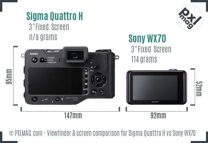 Sigma Quattro H vs Sony WX70 Screen and Viewfinder comparison