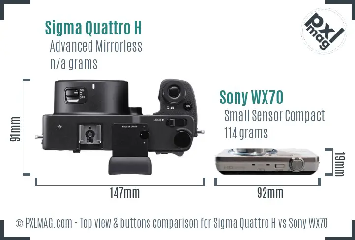 Sigma Quattro H vs Sony WX70 top view buttons comparison