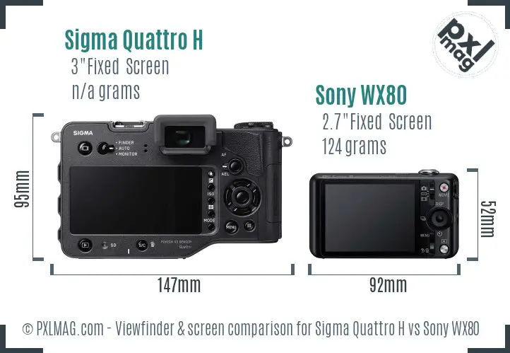 Sigma Quattro H vs Sony WX80 Screen and Viewfinder comparison