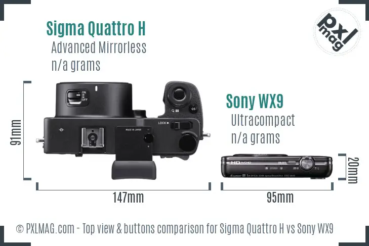 Sigma Quattro H vs Sony WX9 top view buttons comparison