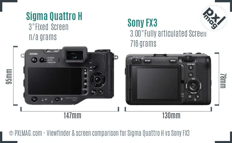 Sigma Quattro H vs Sony FX3 Screen and Viewfinder comparison