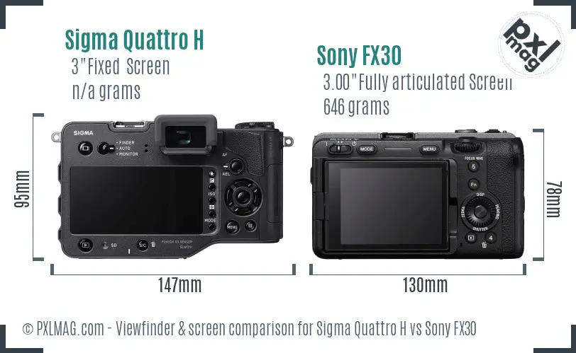 Sigma Quattro H vs Sony FX30 Screen and Viewfinder comparison