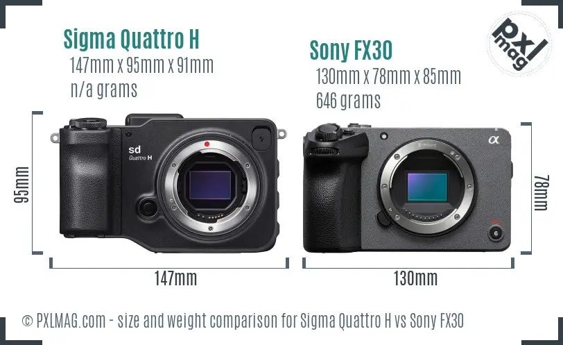 Sigma Quattro H vs Sony FX30 size comparison