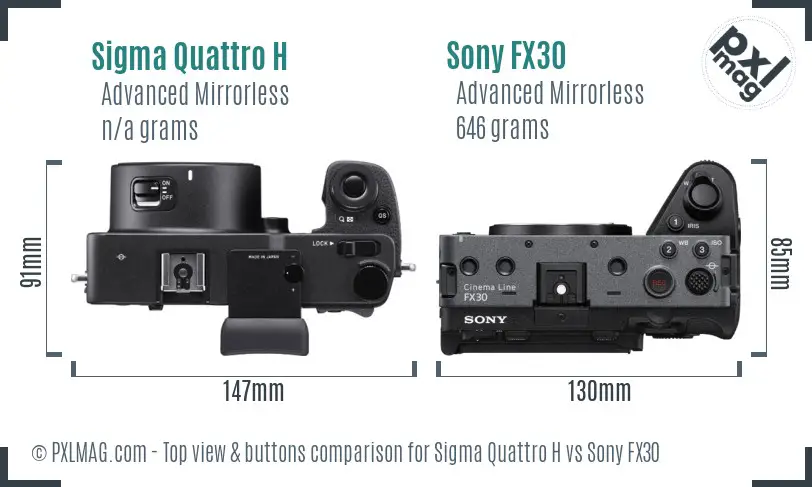Sigma Quattro H vs Sony FX30 top view buttons comparison