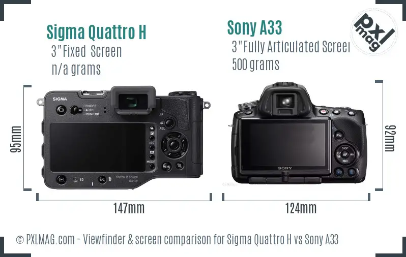 Sigma Quattro H vs Sony A33 Screen and Viewfinder comparison Sigma Quattro H vs Sony A33 Screen and Viewfinder comparison