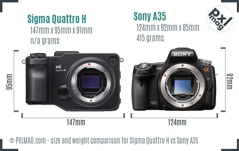 Sigma Quattro H vs Sony A35 size comparison